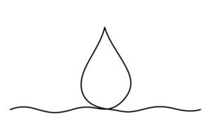 Water drop, rain drop single line drawing outline illustration vector