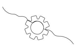 Simple one line outline of setting icon illustration vector
