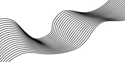 Black flowing wave lines pattern isolated, black stripes vector
