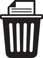 Garbage Trash Bin Silhouette Icon Isolated Stock vector