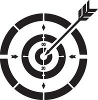 Sketch color silhouette arrow hitting a target Image vector