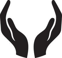 Hand gesture of care help and protection silhouette vector