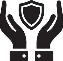 Protecting Hands , Black Color. Stock - Illustration of icon vector