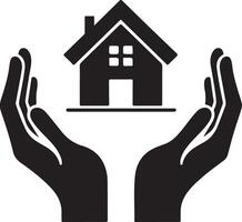 Two hands the concept of protecting house vector