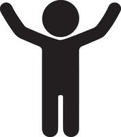 a black and white silhouette of a person with arms up vector