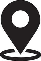 a black and white pin icon location icon on a white background vector