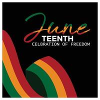 Independence Day Juneteenth. Red, yellow, and green color ribbons on a black background. Juneteenth concept. Flat illustration. vector