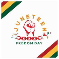 Hands clenched into fists with broken chains. Emancipation Day with Pan-African flag. Juneteenth concept. Flat illustration. vector