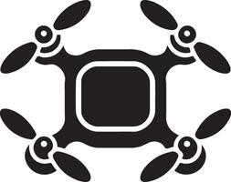 a black and white image of a drone with four propellers vector