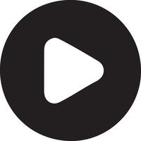 a black and white play button with a white arrow vector