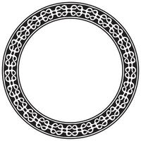 Wide round frame with ethnic pattern. Tribal decorative isolated elements, border. Pigtail circumference. Black and white design template vector