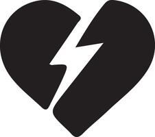 a broken heart with a lightning bolt in the middle vector