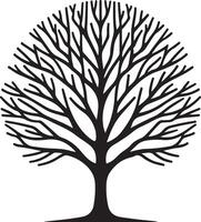 Black silhouette of a bare tree . illustration Stock vector