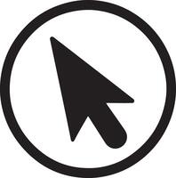 mouse cursor pointing arrow icon in black circle vector