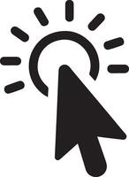 mouse cursor pointing to the sun icon vector