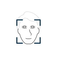 illustration of rectangular frame guiding a user face into the correct position for facial verification. ui elements related to security, biometric identity authentication processes, face recognition vector