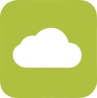 a white cloud icon on a green square vector