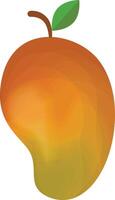 an orange fruit with a green leaf on it vector