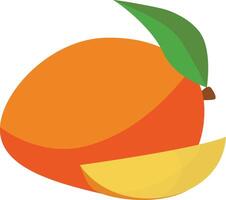 an orange with a slice of fruit on it vector