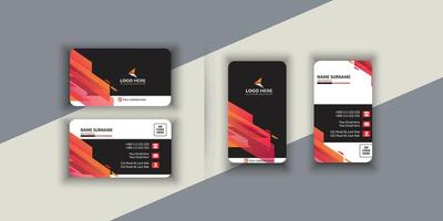 red color geometric business card design template vector