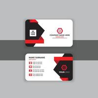 Black and red triangle modern business card template vector