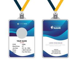 Blue and white gradient business id card design, visiting card template vector