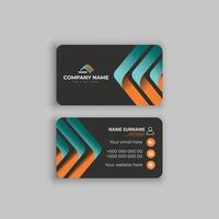 black business card with red and yellow triangle shapes design vector
