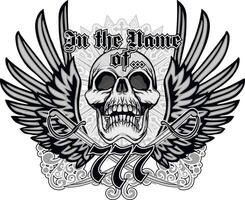 skull with wings and two sabers vector