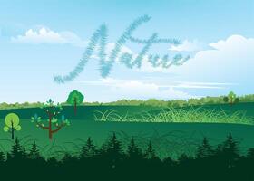 Grass Hill Field Background Horizontal Design vector