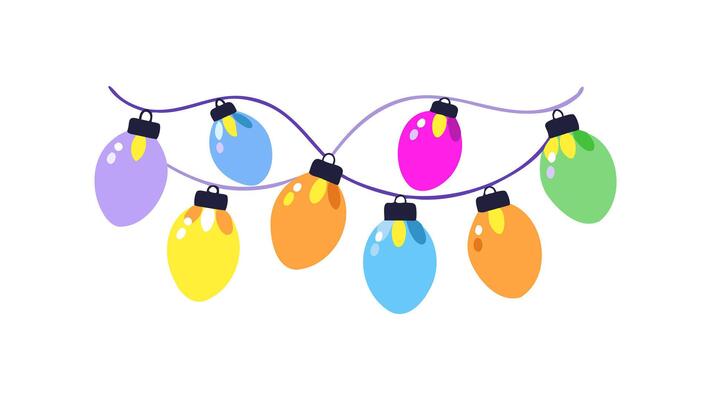 Festive string of colorful christmas lights for holiday decorating