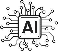 Ai Processor Chip Icon. Artificial intelligence Processor with AI Symbol. Ai Circuit Icon Isolated on Transparent Background vector