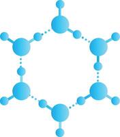 Molecule structure icon. Blue molecular icon. Atom symbol. Medical, genetic, and technology science concept. vector
