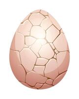 Cracked egg, ready to hatch with light cracks across the shell. Cartoon illustration vector
