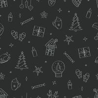 Christmas doodle icons background. Seamless pattern elements for design. Concept of Christmas, New Year and holiday. vector