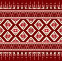 Seamless Geometric Ethnic Pattern with Diamond Shapes and red Color Blocks vector