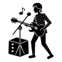a silhouette of a man playing guitar and singing vector