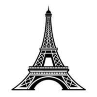 the Eiffel tower is shown in black and white vector