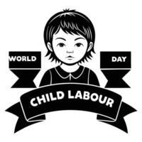 world child labour day logo with a child vector
