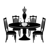 dining table with chairs and vase on white background vector