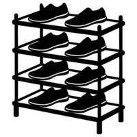 a shoe rack with four pairs of shoes on it vector