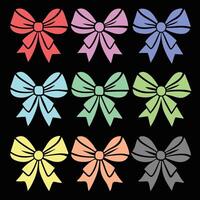 a set of colorful bows on a black background vector