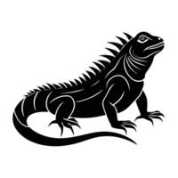 an iguana is shown in a black and white silhouette vector