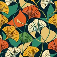 ginkgo leaves seamless pattern vector