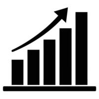 a graph bar chart with an arrow going up vector