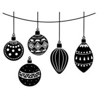 Christmas ornaments hanging on a rope vector