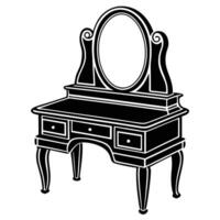 a black and white drawing of a dressing table vector