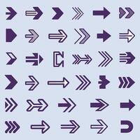 Various arrows and arrows on a blue background vector