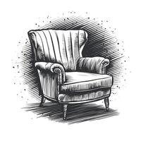 An illustration of a chair with a black and white background vector
