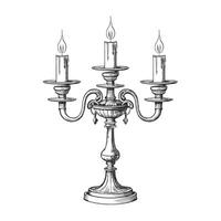A drawing of a candelabra with three candles vector