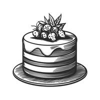 illustration of a cake with strawberries and cream vector